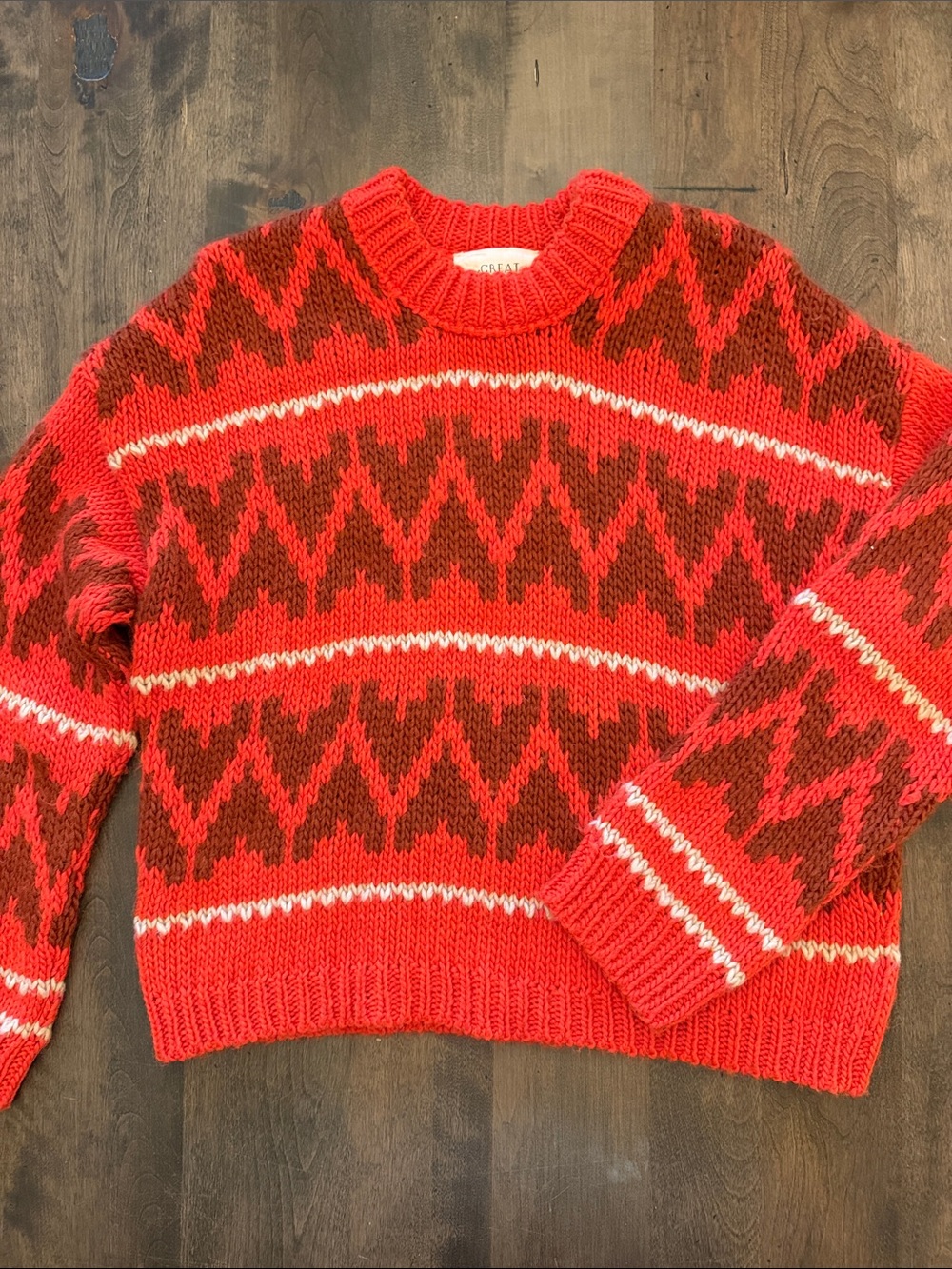 THE GREAT. The Folk Pullover Sweater in Firestone Red Size 2 Like New Oversized